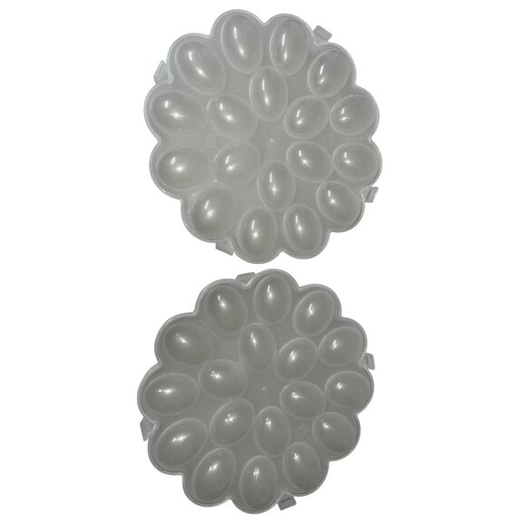 Deviled Egg Trays with Lid Used Plastic Set of 2 Stackable - Picture 6 of 9
